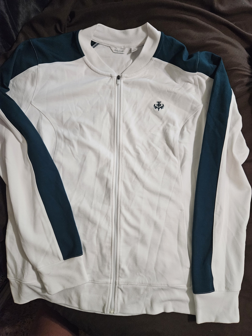 Large Lady Hagen White and Green Full-Zip Track Jacket